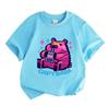 Kids Boys Girls 100% Cotton Crew Neck Short Sleeve T-Shirt, Cute Neon Capybara Bubble Tea Print Casual Soft Breathable Summer Tee Tops for Daily Wear