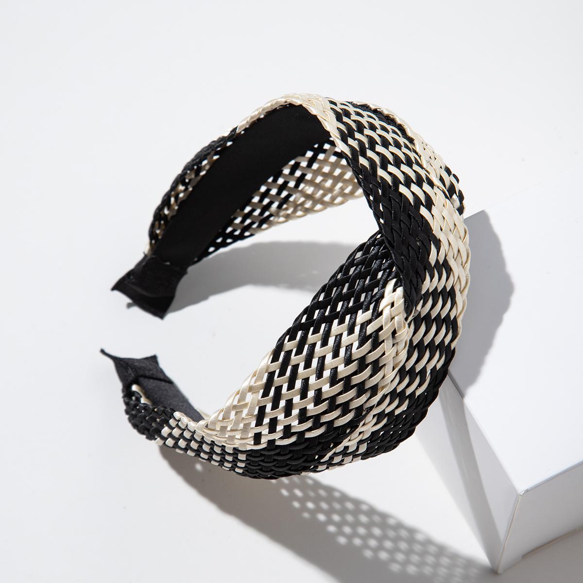 1/4 STuks Hoepels met Brede Rand Patroon van Vlechten Hoepel Eenvoudige Haarband Antislip Geknoopte Haaraccessoires Voor Vrouwen gray