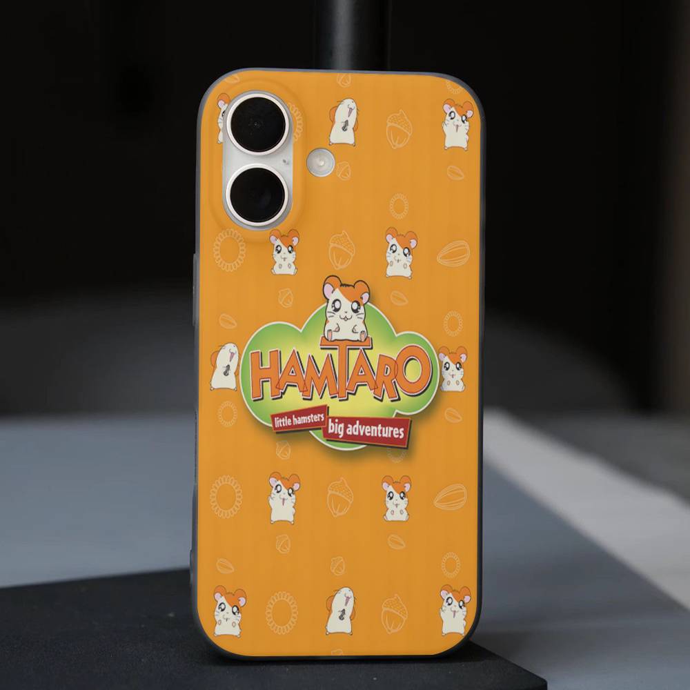 Hamtaro Cute Hamster Kawaii Lovely Corrugated Pattern Case For IPhone 16E SE4 12 17 16 15 14 13 11 Pro Max Stripe Cover