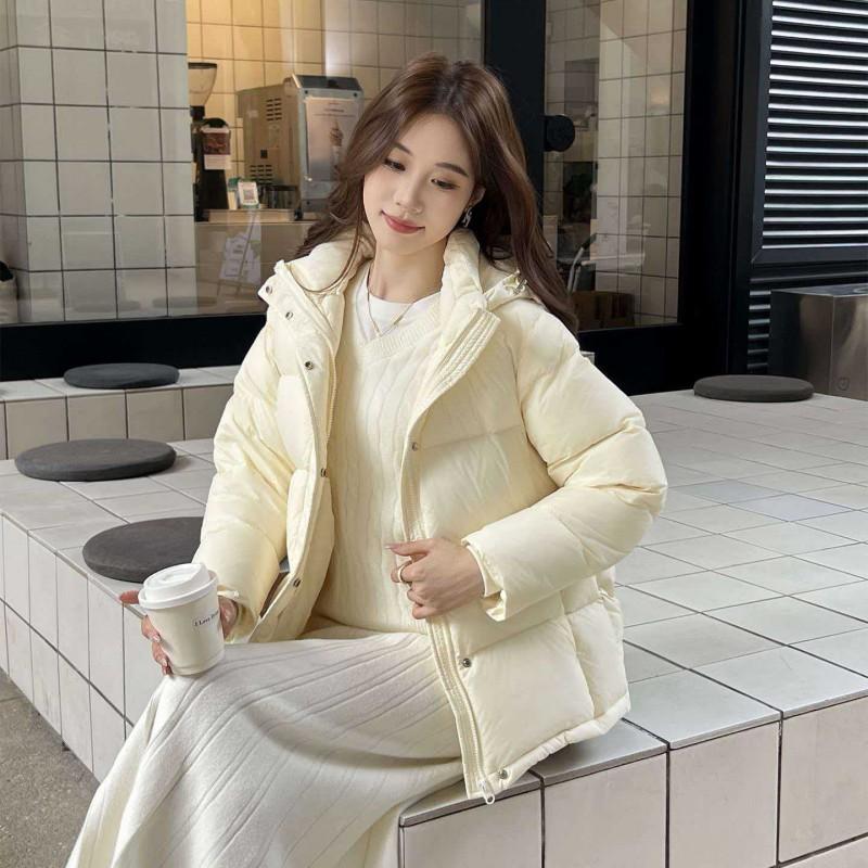 Womens Short Puffer Jacket 2025 Winter Warm Thick Duck Down Coat With Detachable Hood Water Resistant Windproof