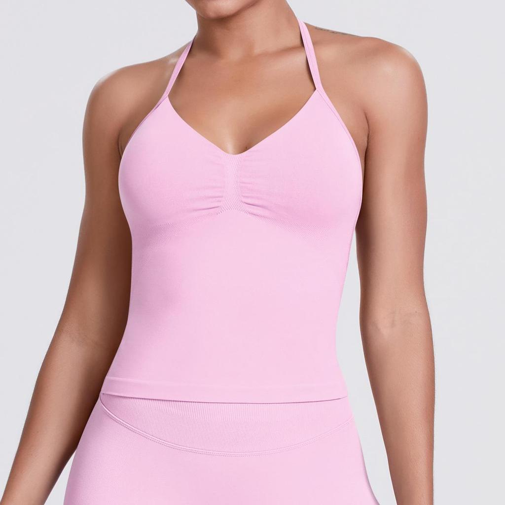 Seamless Solid Color Sexy Back Tank Top for Women - Yoga, Running, Fitness