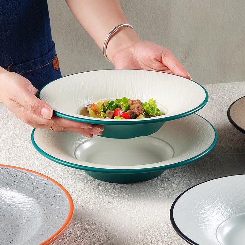 Melamine Straw Hat High-Footed Deep Plate for Pasta, Cold Dishes, and Mixed Noodles - Restaurant Tableware