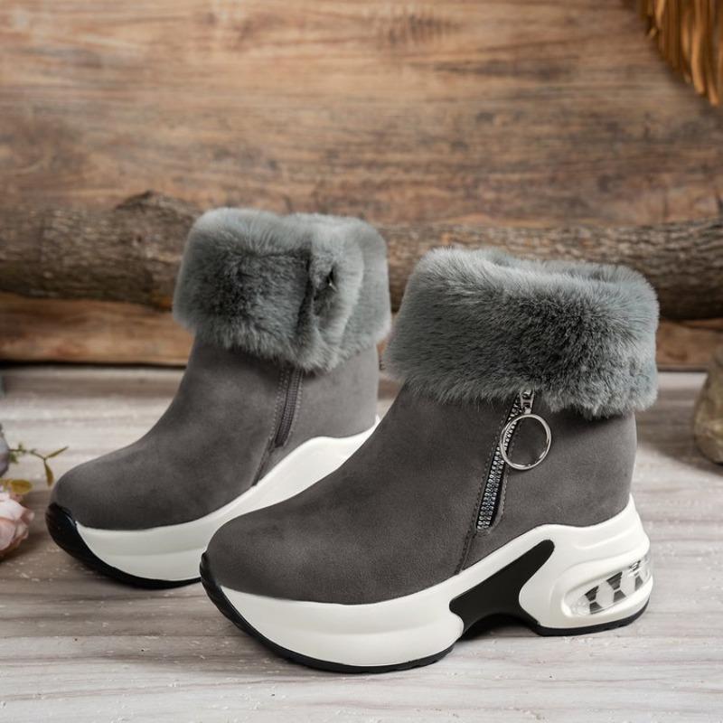 Thick-soled Shoes, Women's Ankle Boots, Plus-size Fashion Boots, Side Zipper Fleece Boots