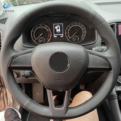 Protector para volante de coche para Skoda Octavia Superb Fabia Citigo Roomster 2013-Rapid Karoq Kodiaq negro perforado