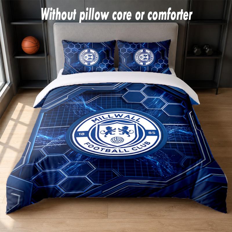 Millwall Football Design Bed Bedding Set 1 Duvet Cover + 2 Pillowcases Soft Breathable Household Bed Linens