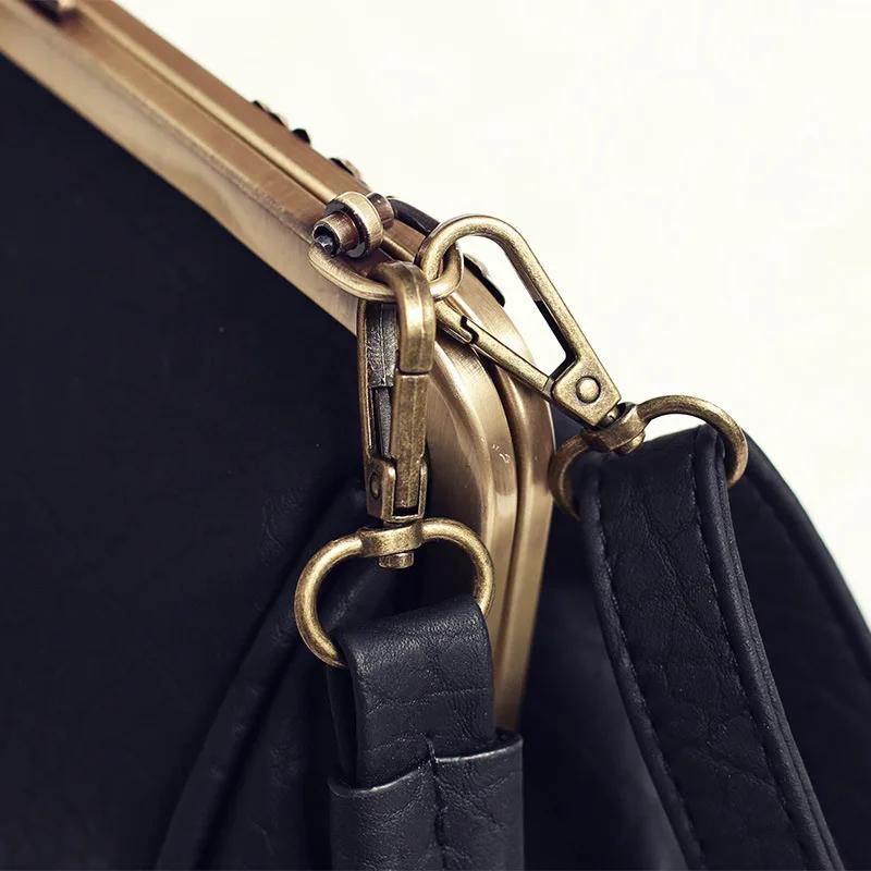Fashi Women Clip Bags PU Leather Tote Handbag Female Kiss Lock Bag Luxury Vintage Crossbody Purse Bags Messenger Bag for Women