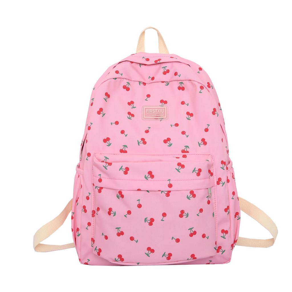 Pattern Cherry Sweet And Letter Decor Student Backpack For School And Use Daily