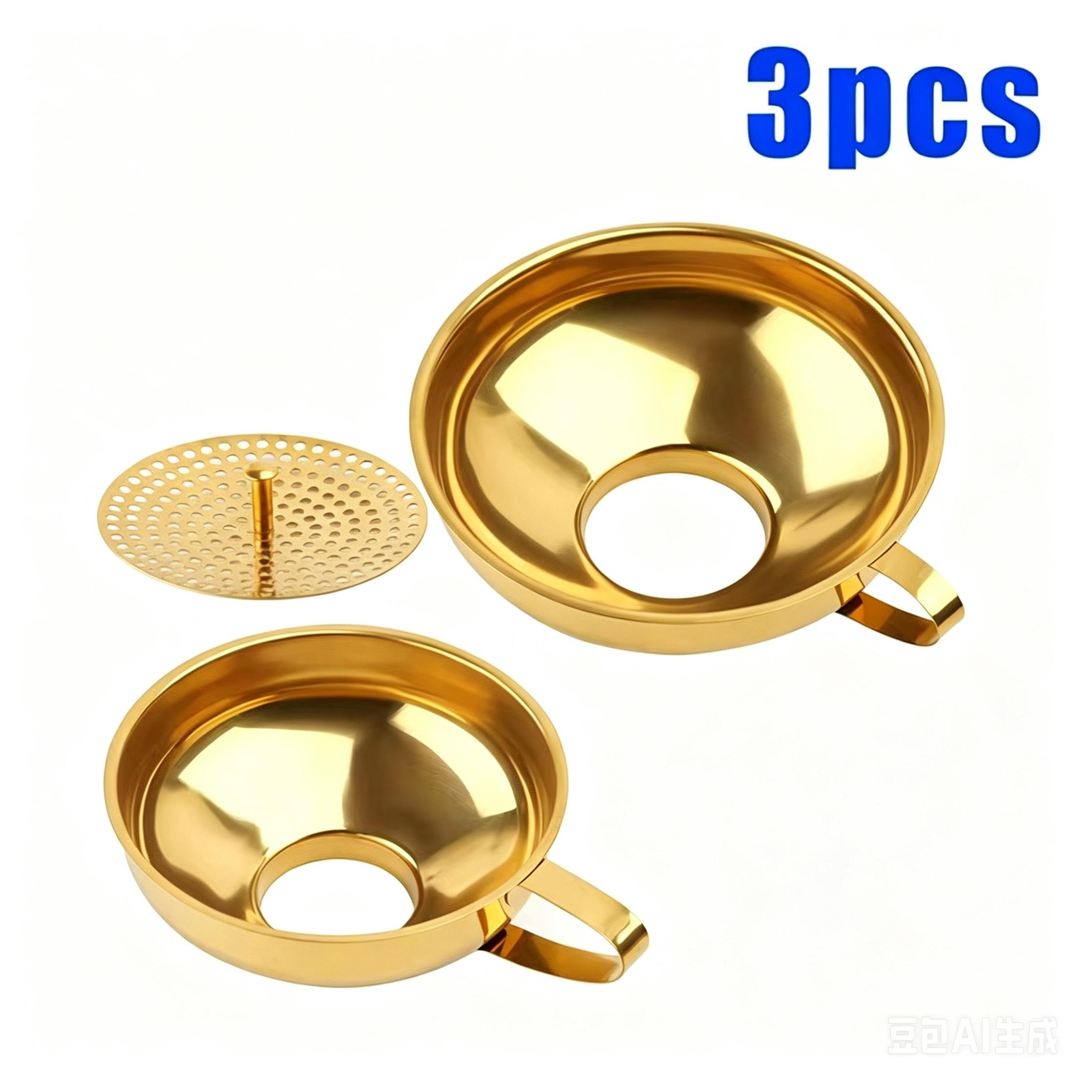 304 Stainless Steel Wide Mouth Canning Funnel Set of 3, Food Grade Metal Jar Funnel for Canning Jars, Jam, Honey, Oil, Spice, Kitchen Transfer Funnel