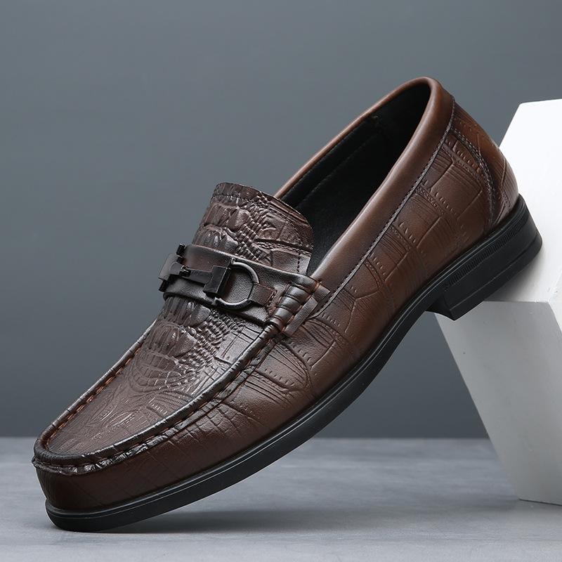 

Мужская обувь из натуральной кожи 2025 весна новая закрытая дышащая обувь Doudou деловая повседневная кожаная обувь британские лоферы 44 темно-коричневого