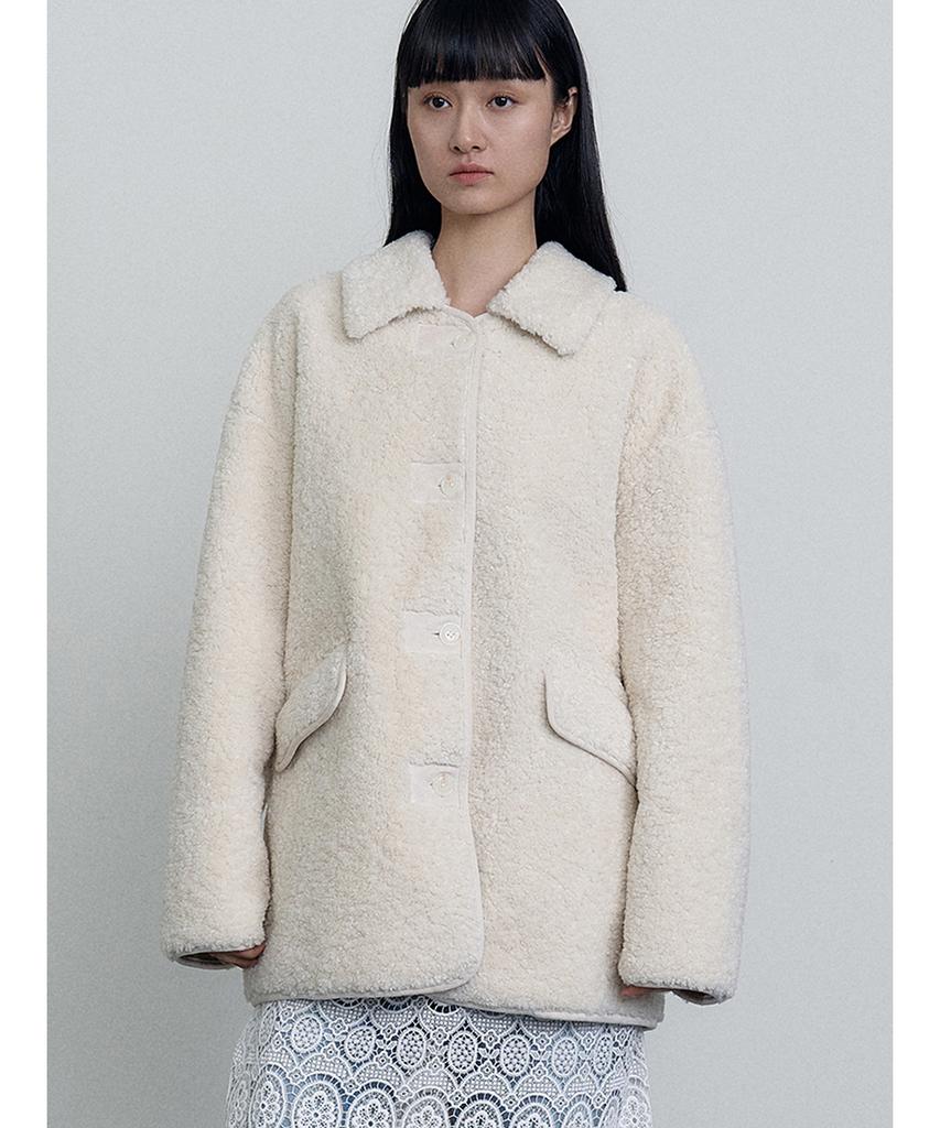 Make A Toast Teddy Half Coat Ivory Mbefct001Iv