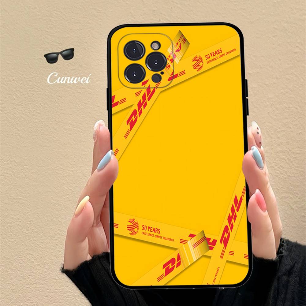 D-DHL-L logo Phone Case For IPhone 17 16 15 14 13 12 11 Pro Max Plus mini Silicone Black Cover
