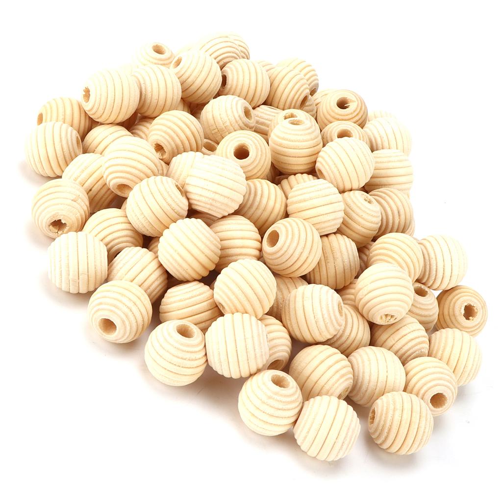 100pcs Wooden Beads MultiPurpose Natural DIY Paintable Thread Crafts for Handicraft Lovers