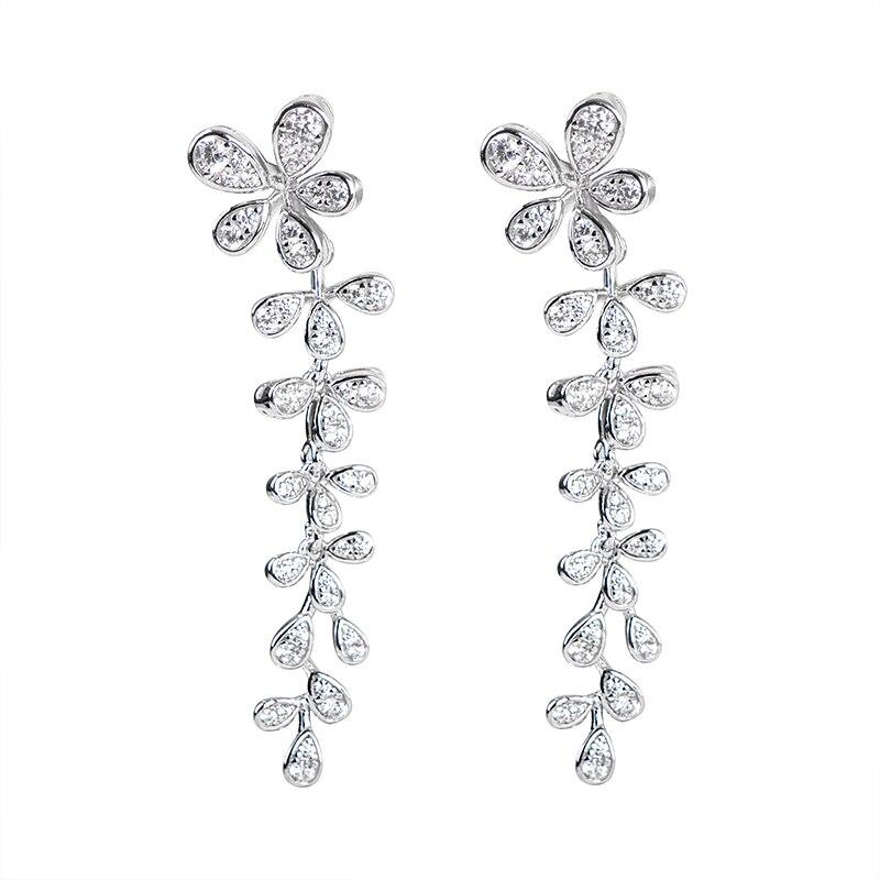 

Gica Gema Классические серьги-капли из стерлингового серебра 925 пробы с цирконием, серьги с четырьмя листьями клевера, ювелирные украшения, свадебные подарки белый