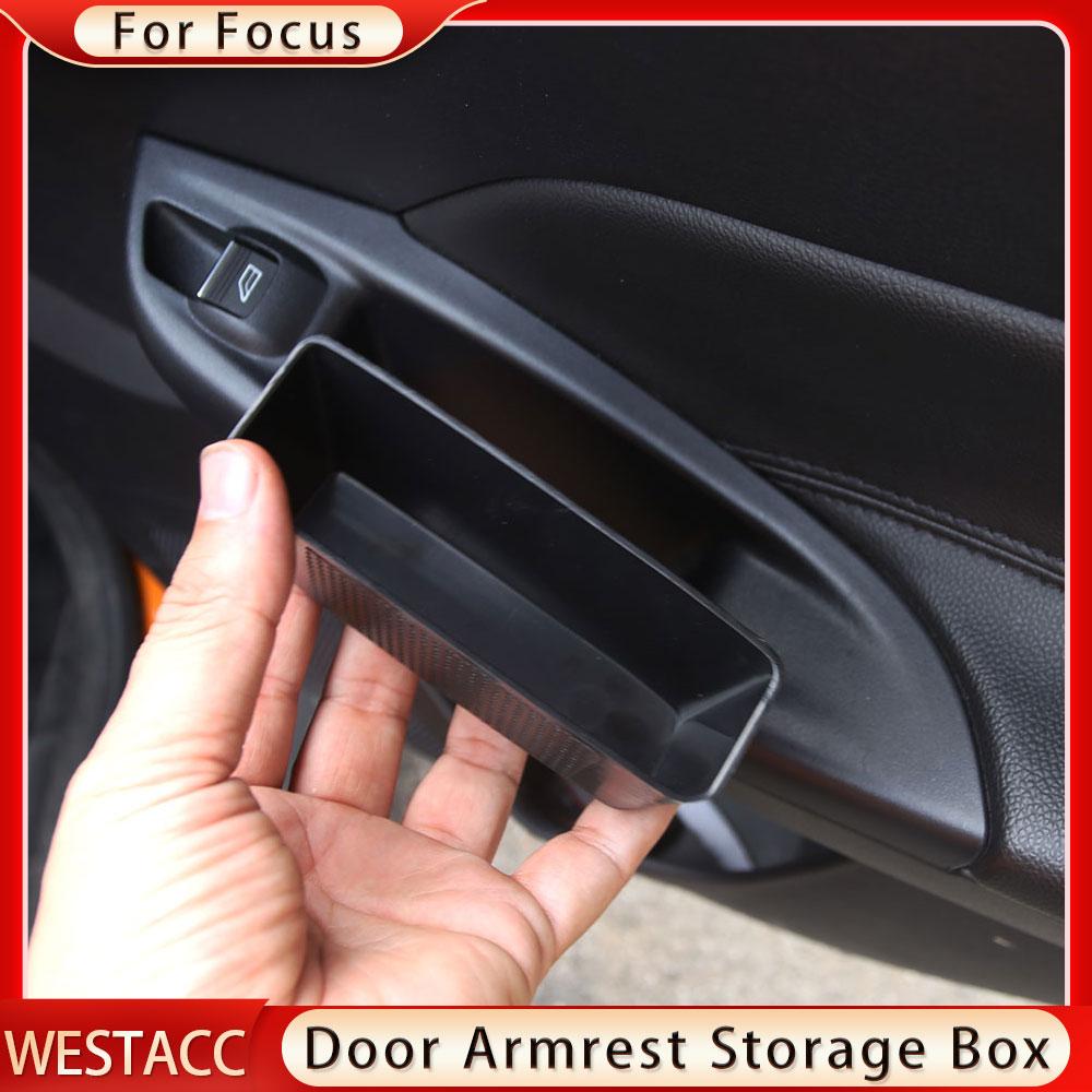2Pcs ABS Car  Door Armrest Rear Back Door Handle Storage Box Container for Ford New Focus 3 4 MK3 MK4 2012 - 2017
