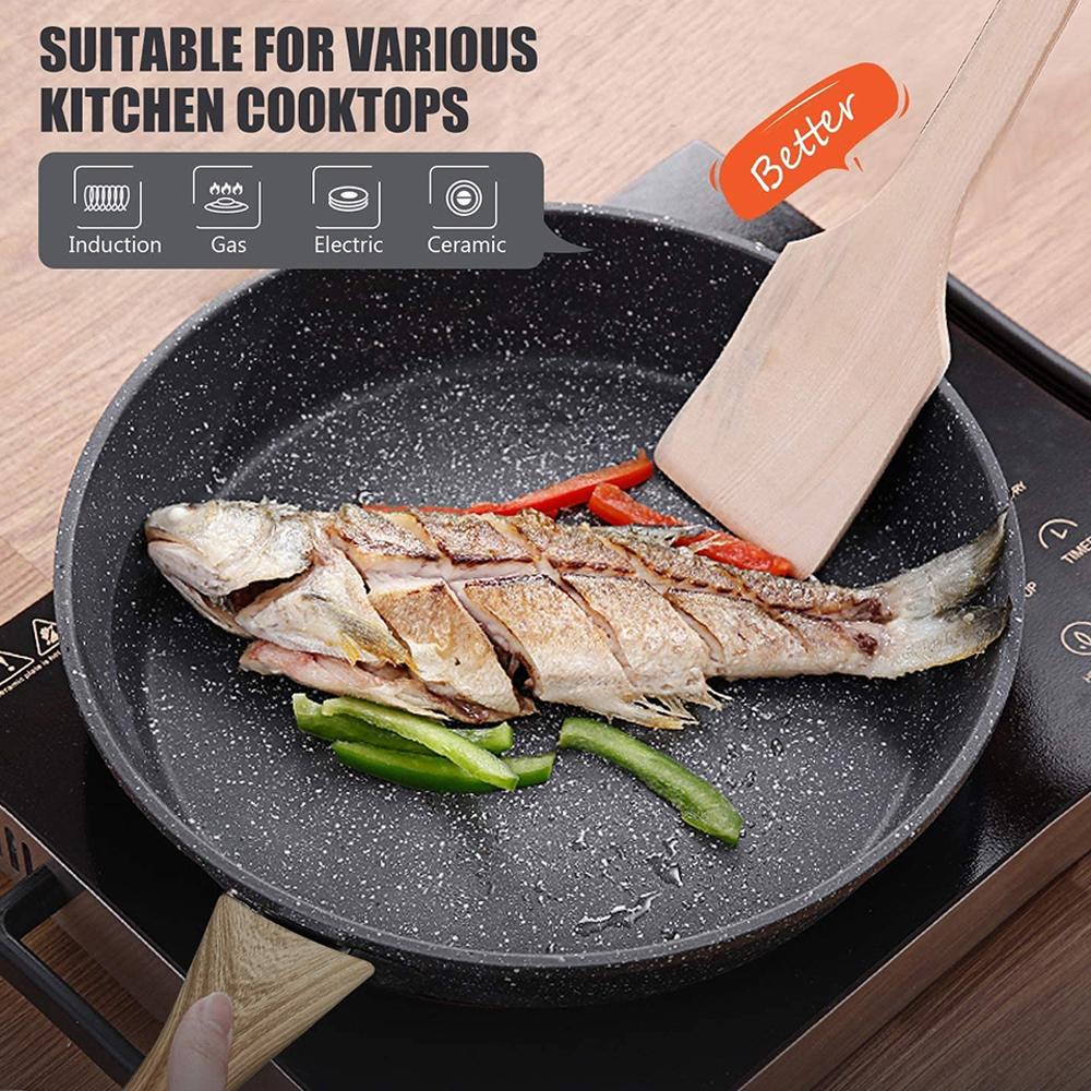 Frying Pan Set, Nonstick Skillet Made of Thick 410 Stainless Steel with Induction Compatible Bottom and Ergonomic Heat