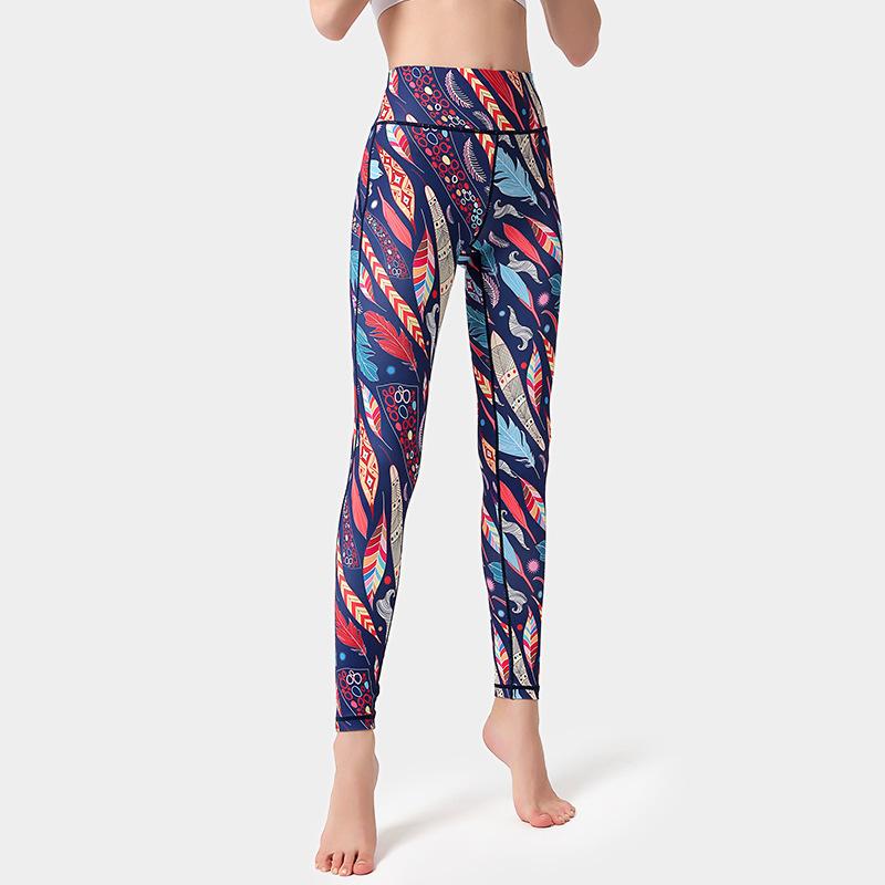 New printed yoga nine-point pants women's tight high waist hip lift running fitness pants