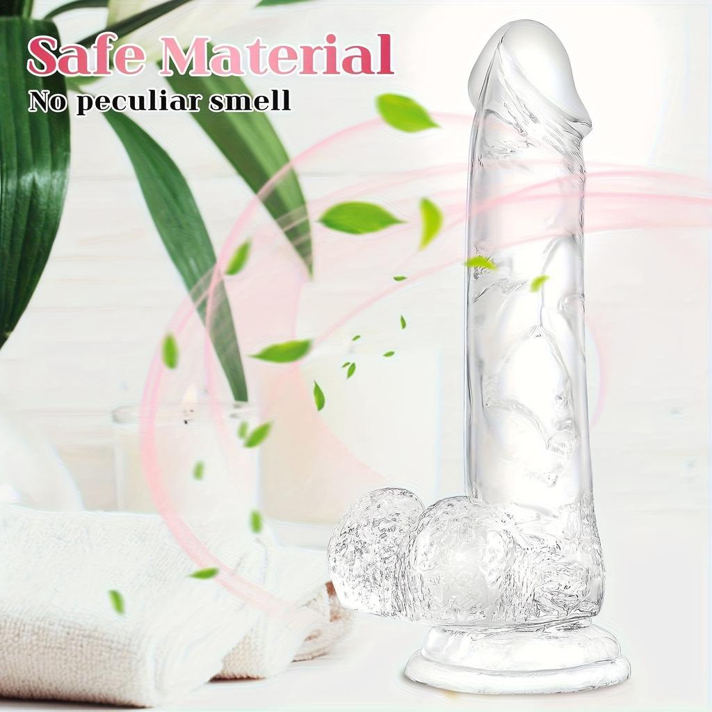 Big Dildo 9.44 Inch – Clear PVC Realistic Dildo with Strong Suction Cup, Soft Touch G-Spot Toy for Women & Men, Solo Play