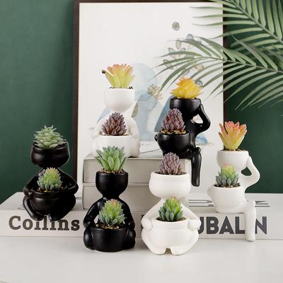 Abstrakter kleiner Blumentopf aus Keramik, kreativer fleischiger grüner Pflanzenvase, Behälter, Home-Desktop-Dekoration, Kunsthandwerk, Gartenornamente