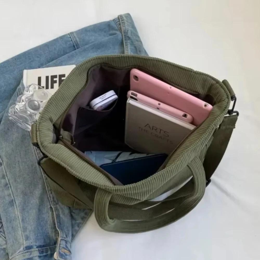 Versatile Shoulder Bag College Wind Commuting Corduroy Square BagUnisex Large Capacity Leisure Portable Crossbody Bag