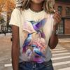 Summer Women's T-shirt Bird Print Casual Short Sleeved 3D T-shirt Fashionable Street Wear Round Neck Pullover for Women's Oversized Clothing