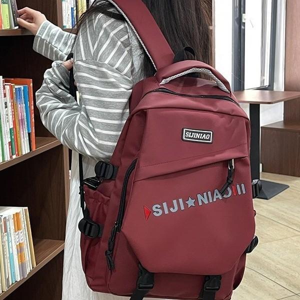 Unisex Oxford Letter Bookbag With Antiburden Features For High School Students