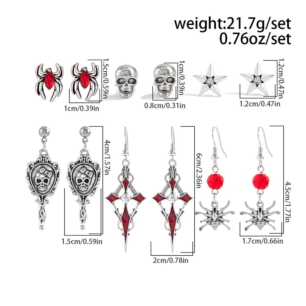 New Popular Halloween Skeleton Bat Earrings with Gothic Style Earrings Design Goth Cross Rose Piercing Earrings Jewelry Earrings