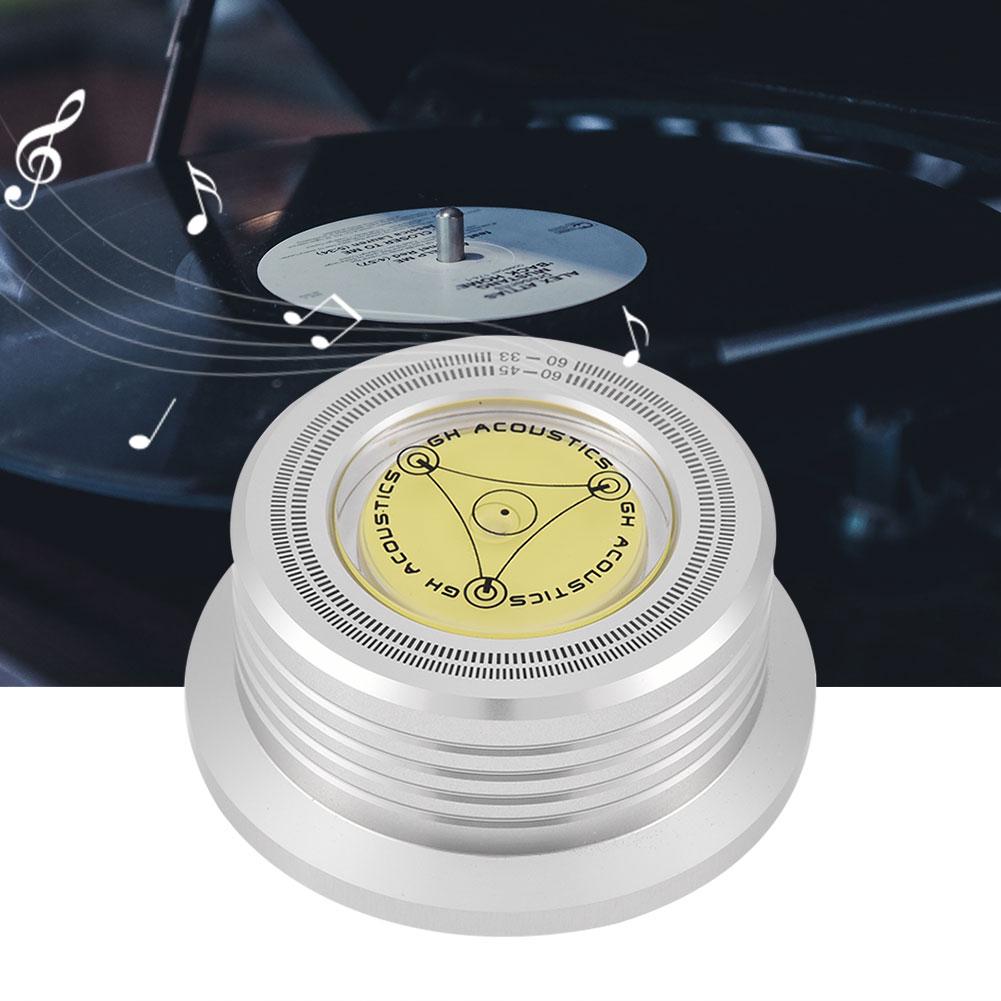 60Hz Turntable Disc Record Stabilizer Clamp with Bubble Level for LP Vinyl Record Player Silver