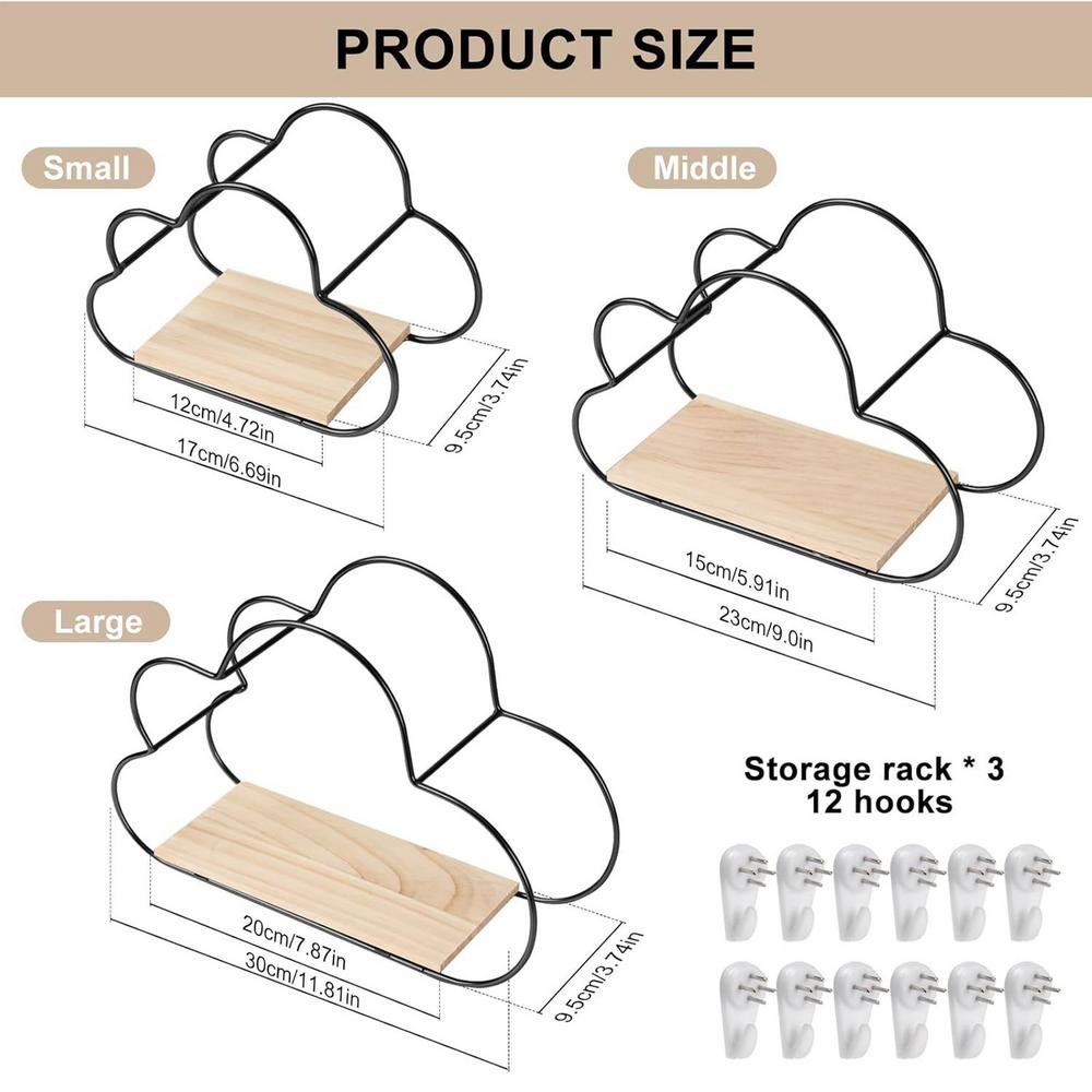 Floating Shelf Cloud Floating Shelves for Bedroom 3 Pieces Storage Organizer Modern Shelving Rack Home Decor for Living Room