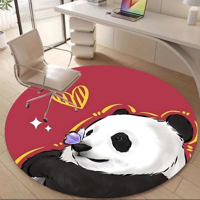 1pc Panda Butterfly Office Round Area Rug, Indoor Mat Suitable ForOffice, Under Office Chairs Bedroom Living Room Home Decor, Room Deco D035