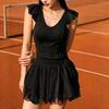 Womens Tennis Outfit Set Lightweight Sportswear Yoga Skirt Top 2-Piece Athletic Ensemble Golf Running Fitness