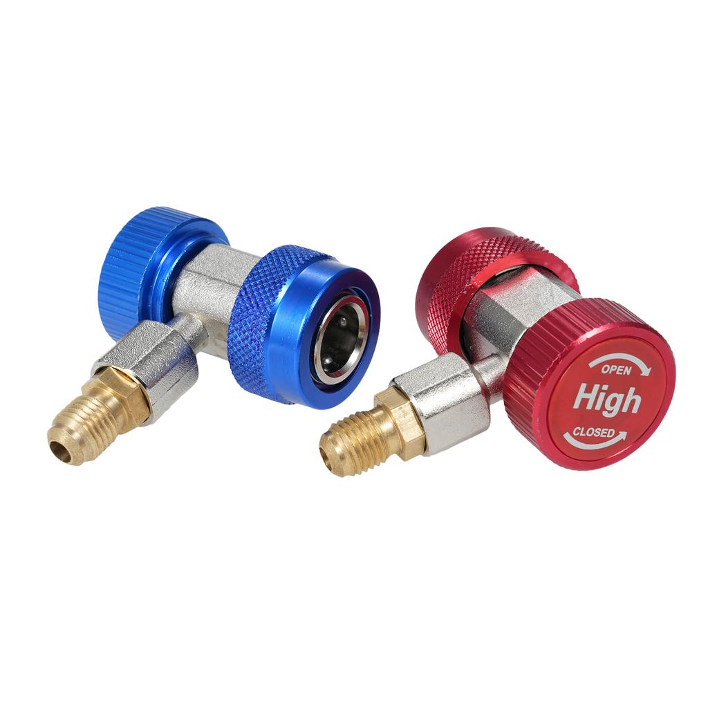 A C R134A Adapter Set with Puncture Style R134A Can Tap, AC R134A Quick Coupler Hose Connector Fitting Kit with Tank