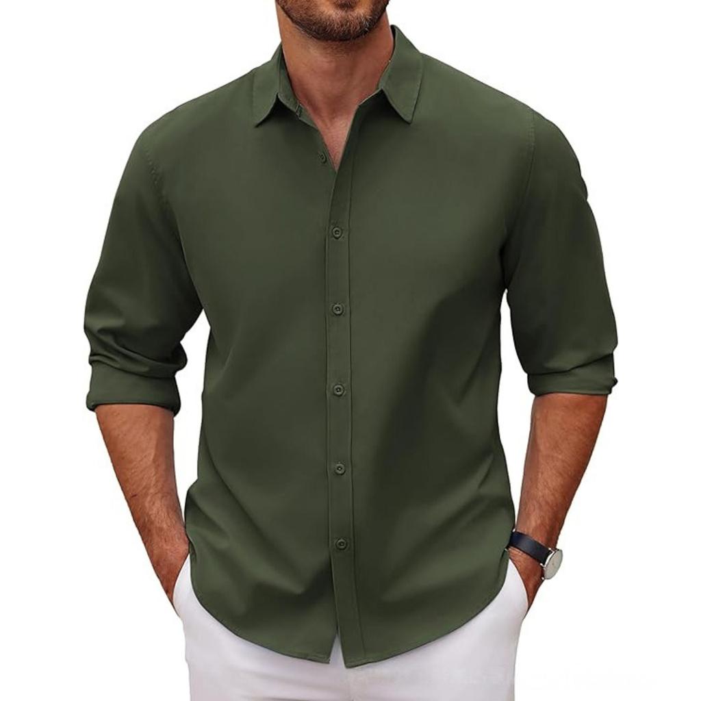 Men's Slim Fit Elastic Shirt, Business Thin Shirt