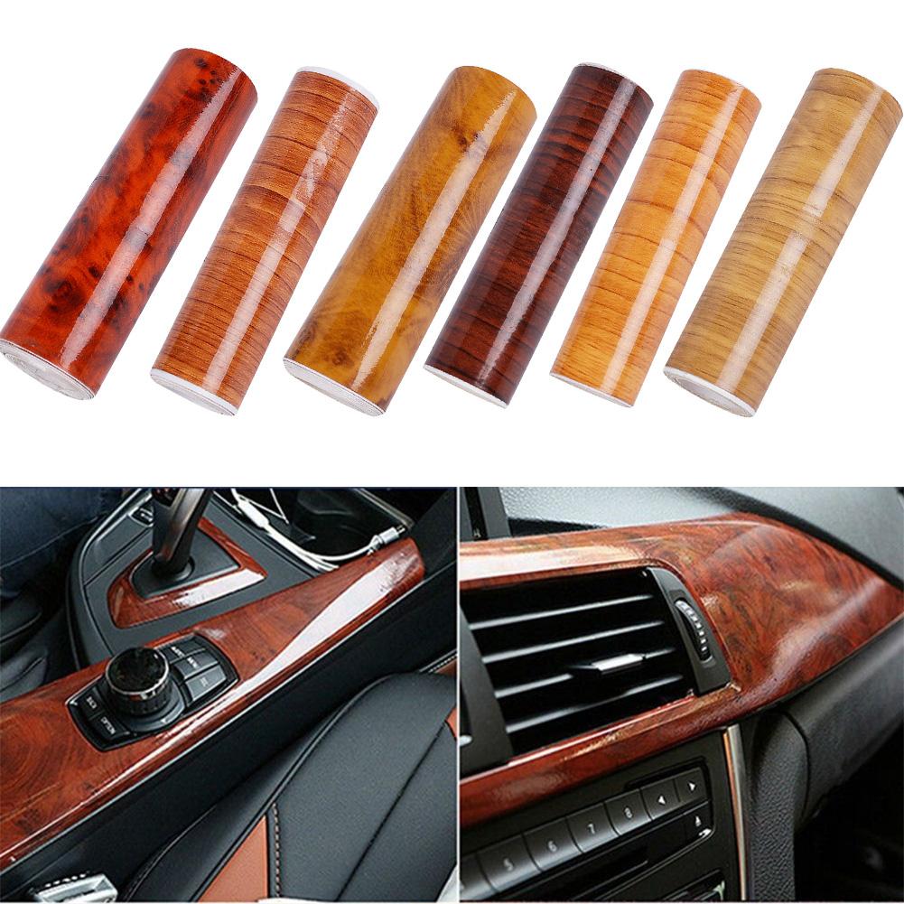 Car Wood Grain Film Stickers Decals Wrap Film PVC Wood Textured 10x100cm Universal Auto Body Styling Decor Car Interior DIY