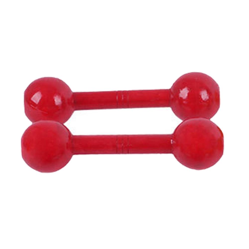 Wosawe outdoor sports Houten Kleurrijke Dumbbell voor Kinderen Bodybuilding Training Fitness Sport Oefenspeelgoed(Afgerond Rood)