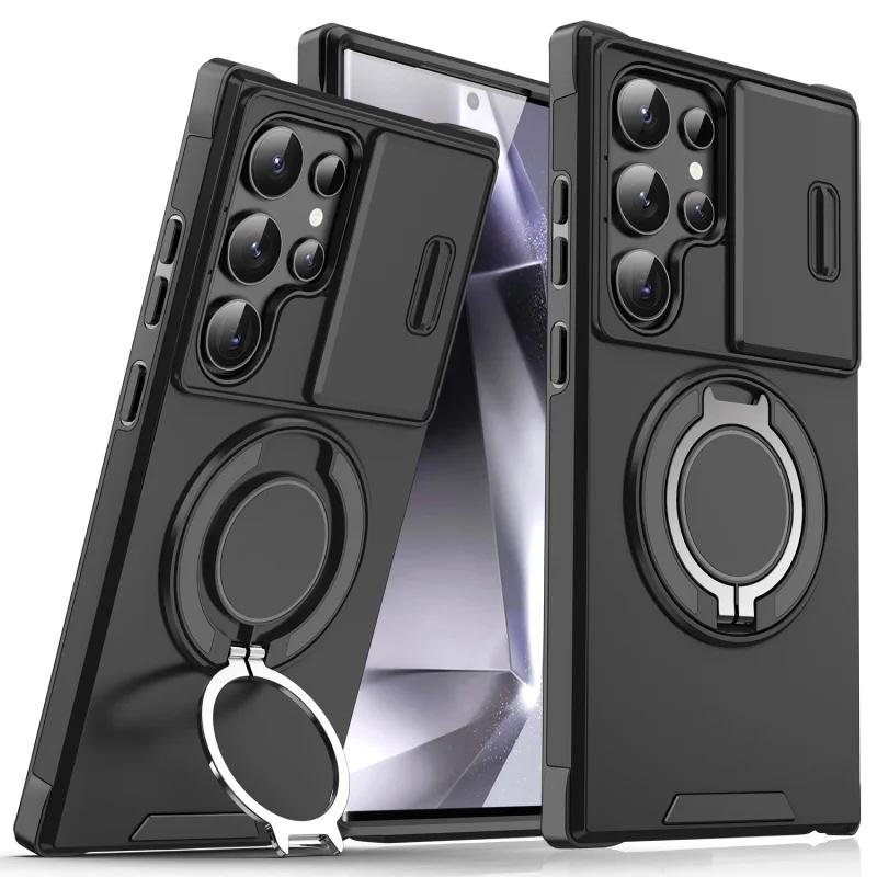 

Slide Camera Protection Armor Phone Case For Samsung Galaxy S26 Ultra S 26 Plus S26Ultra 5G Car Magnetic Holder Metal Ring Cover Galaxy S26 Ultra