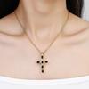 Shiny Rhinestones Cross Necklace Colorful Cubic Zirconia Pendant Christian Religious Jewelry for Women Fashion Choker Gift