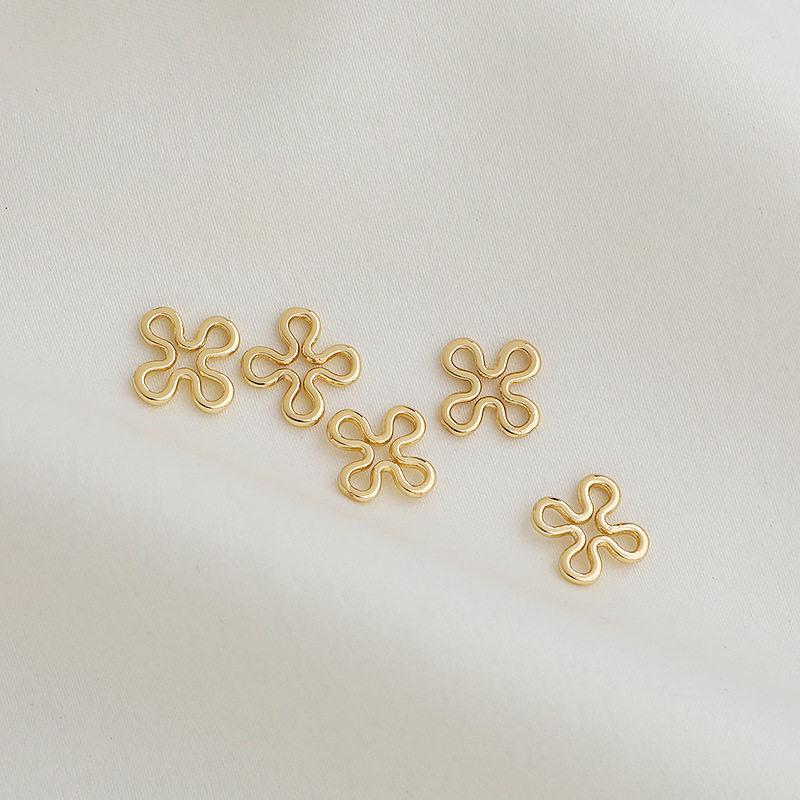 14K Gold Plated Smooth Snowflake Clover Bead Connector for DIY Jewelry