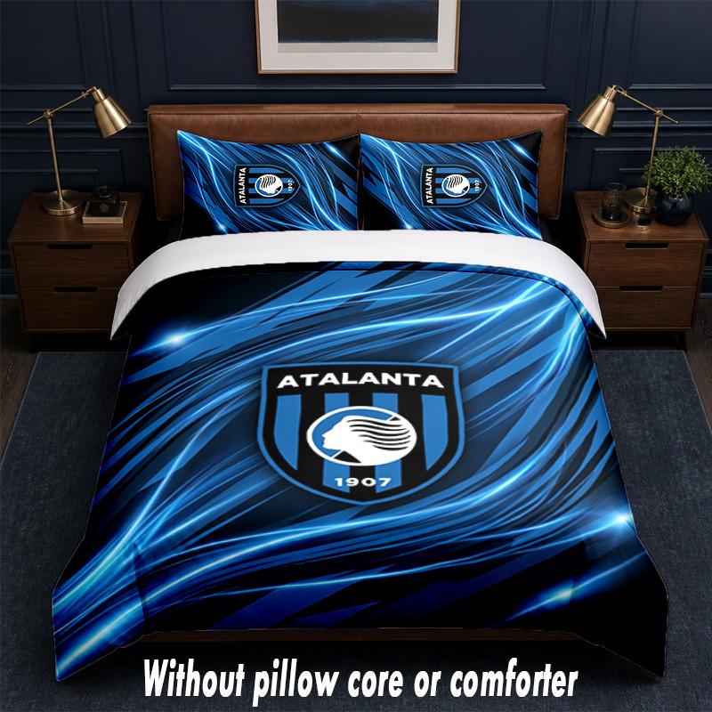 Set Biancheria da Letto Design Atalanta FC 1 Copripiumino + 2 Federe Morbido Traspirante Biancheria da Letto per la Casa