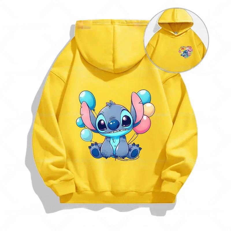 Autumn Disney Cool Stitch Print Children's Hoodies Fashion Casual Boys Girls Long Sleeved Sweatshirts Tops Kids Pullover