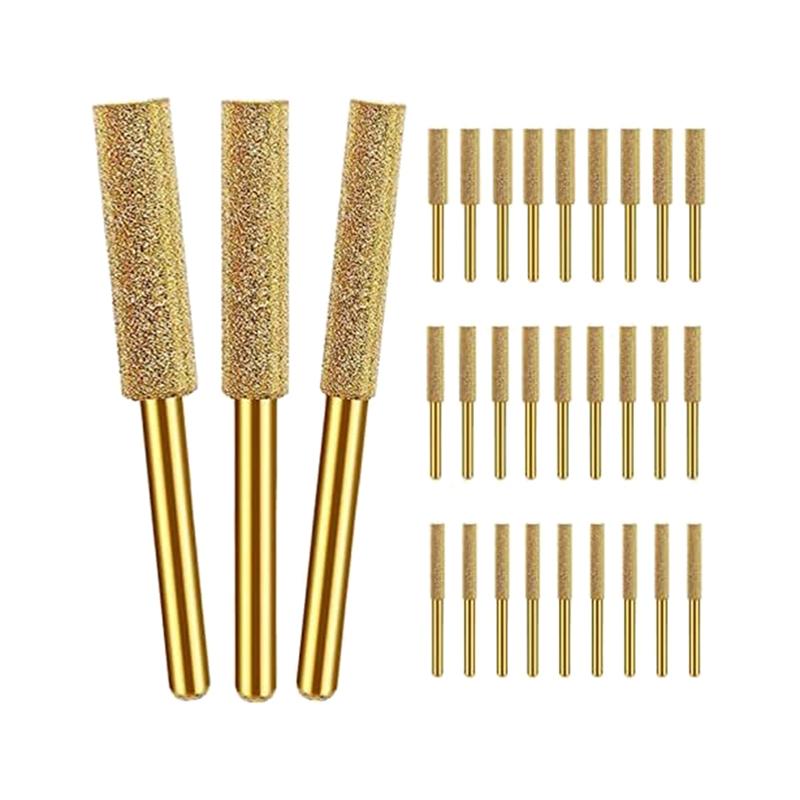 

30Pcs Diamond Chainsaw Sharpener 3 Size Chainsaw Sharpener Bits, For Chain Saw, (5/32Inch, 3/16Inch, 7/32Inch) золотий
