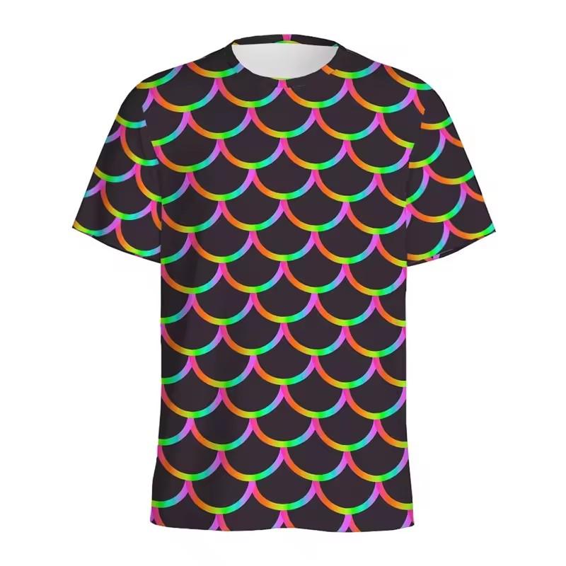 Funny Fish Scale Pattern 3D Print Tshirt Men and Women Summer Fashion Personality O Neck Short Sleeve T Shirt Casual Tee Top