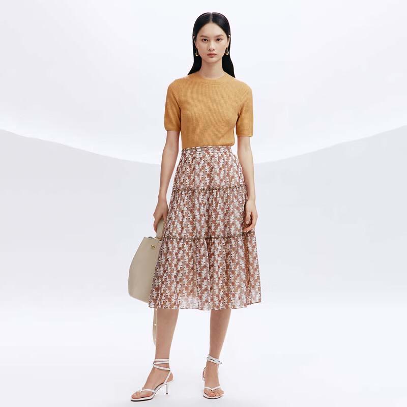 JESSIE Women's Slim Waffle Knit Short Sleeve Sweater