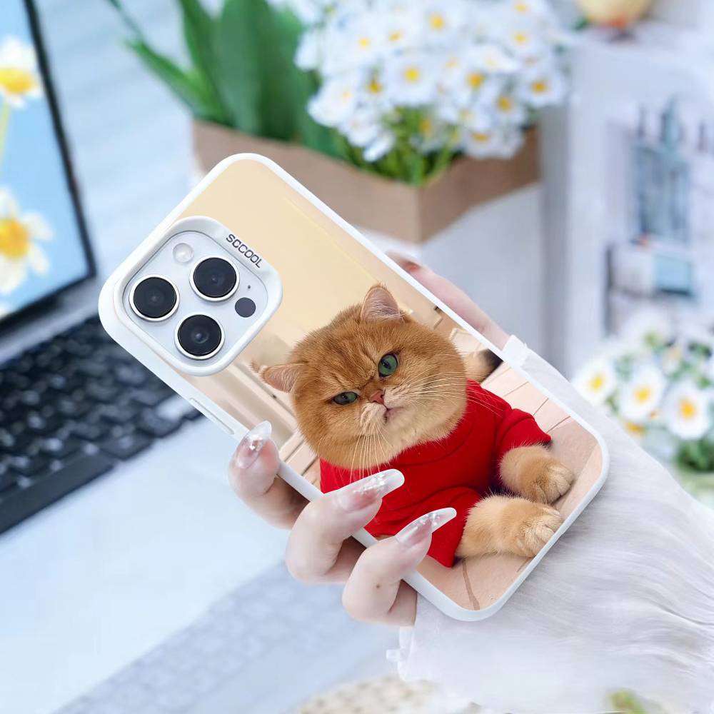 Funny Cute Cat  Phone Case For iPhone 16,15,14,13,12,17,Pro,MAX white Matte Shockproof Cover