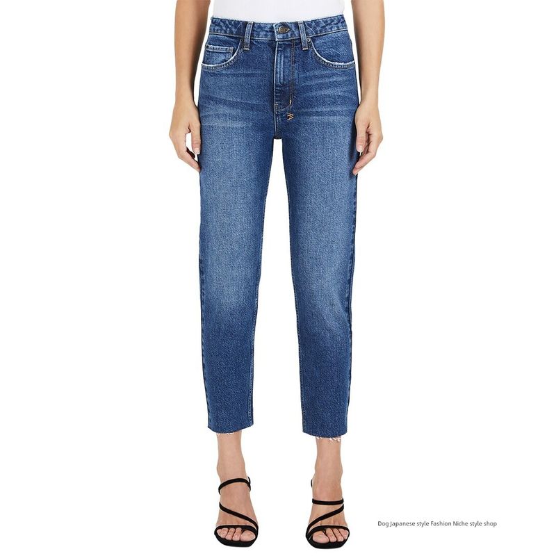 

Fall and Winter New Arrival Australian Pure Yuan Antique Dark Blue Mid-High Waist Tapered Straight-Leg Pants Size 26 Dark blue 26