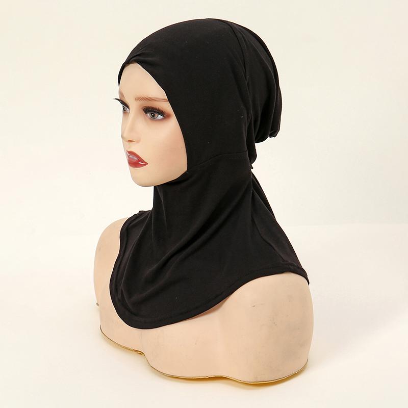 Modal Jersey Full Coverage Tie Back Under Cap Solid Color Muslim Woman Hijab Innerscarf Islamic Fashion Turban Bonnet 40*40Cm