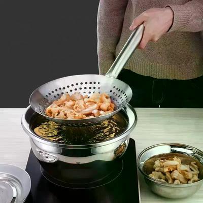 Thickened Stainless Steel Colander With Handle Multi-Functional Easy To Clean Oil Flour Noodle Dumplings Sieve Oil Skimmer Scoop