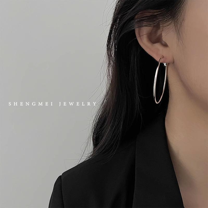 Sterling Silver Large Hoop Earrings for Women: 2025 Trendy European and American Style