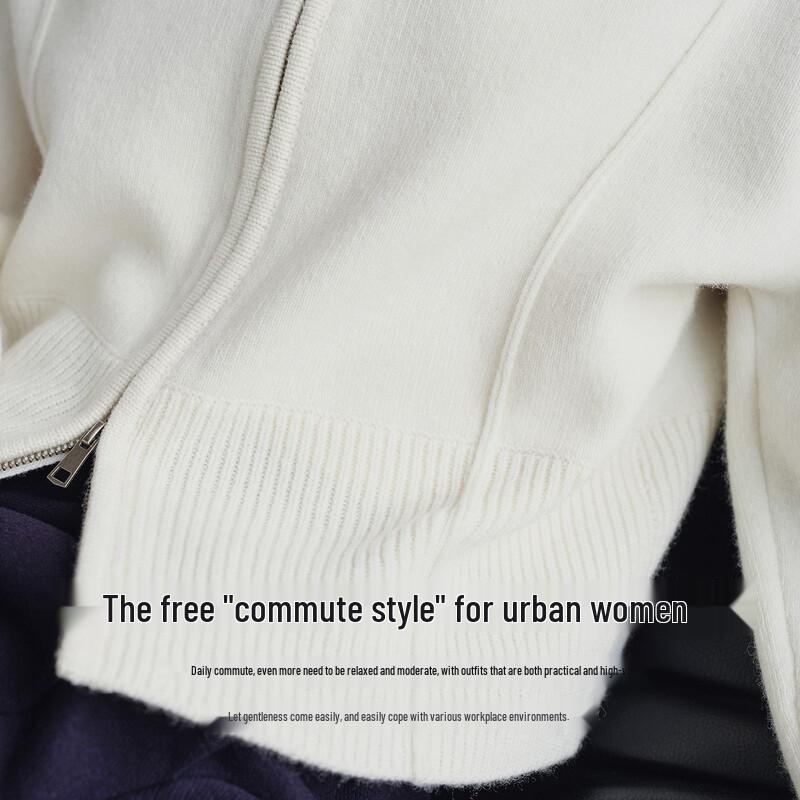 Navigare Women's Full Wool Double-Zip Knit Cardigan Jacket