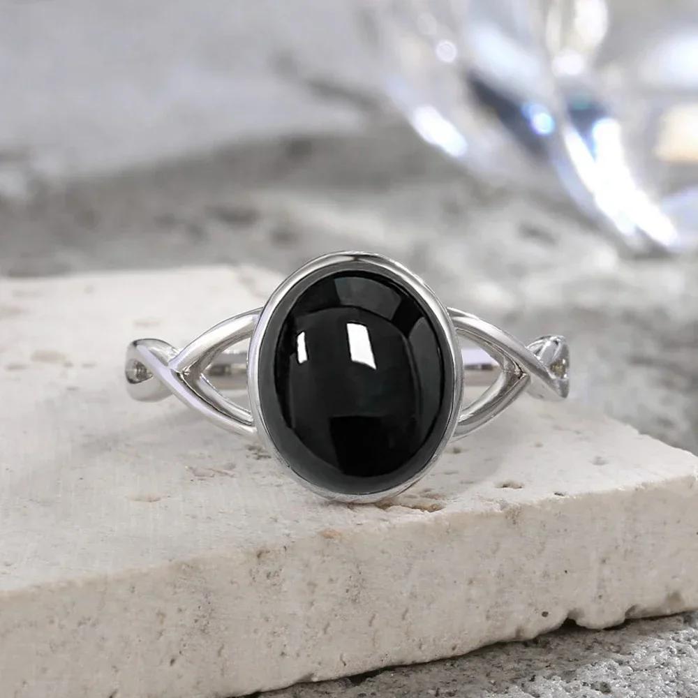 925 Silve Ring with Natural Moonstone Oval 8*10MM Simple Minimalist Twist Ring Party Gifts Fine Jewelry for Women
