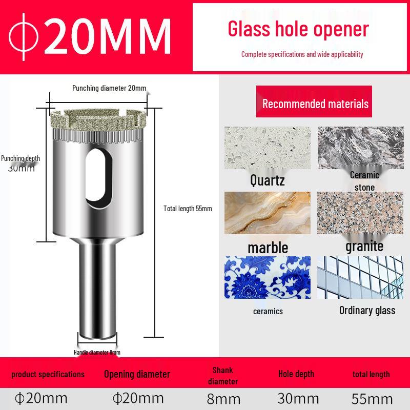 Emery Glass & Tile Drill Bit, 3-200mm Rotary Hole Saw for Marble
